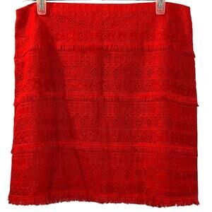 J.Crew Red Lace Fringe Mini Skirt Women’s 10 Boho Textured Crochet NWT Feminine